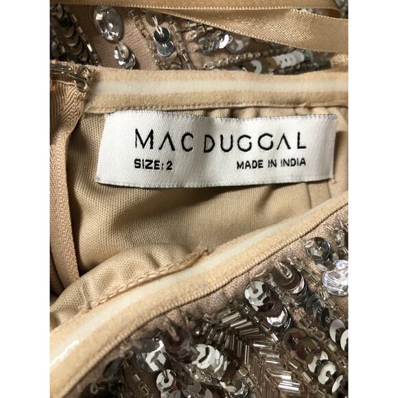 Mac Duggal 93831 Dress Bead Sequin Embellished Strapless Midi Column Nude NWT 2 - Picture 7 of 11